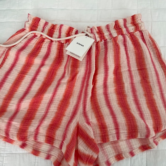 Xirena Striped Sunset Pink Cotton Gauze Shorts Size M NWT - Picture 1 of 6